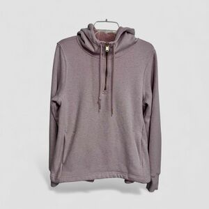 Athleta Womens Cozy Karma 1/4 Zip Hoodie Pink Sherpa Lined Soft Warm Sz M